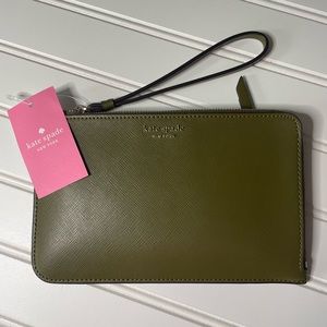 NWT Kate Spade olive wristlet. Purchased @ Dillard brand new. Originally $119.